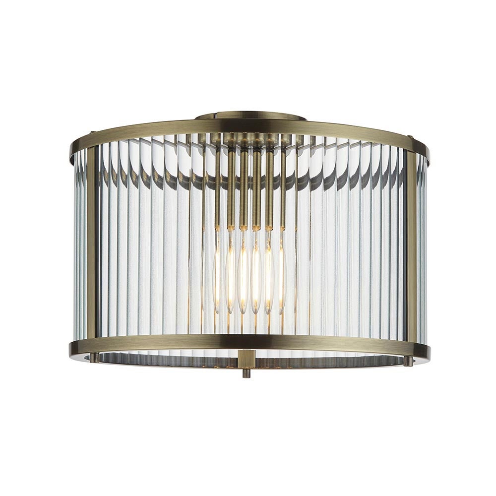 Plafonnier Ridgeton Acier,verre Assiette en laiton antique et verre ...