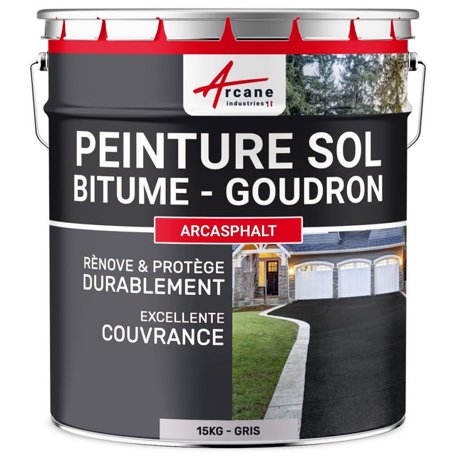 Peinture Bitume, Goudron, Enrobé - ARCASPHALT - 15 kg (jusqu'à 30 m² en 2 couches) Gris - ARCANE INDUSTRIES