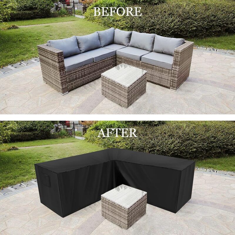 Housse Canapé d'angle Jardin Imperméable Anti-Poussière Housse pour Meubles de Jardin Forme en L Couverture canapé de Coin (210 x 270 x 85 x 90cm) - 3