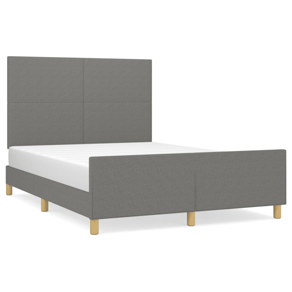 Cadre de lit sans matelas, tissu, gris foncé, pour la chambre, 140 × 200 cm - 2