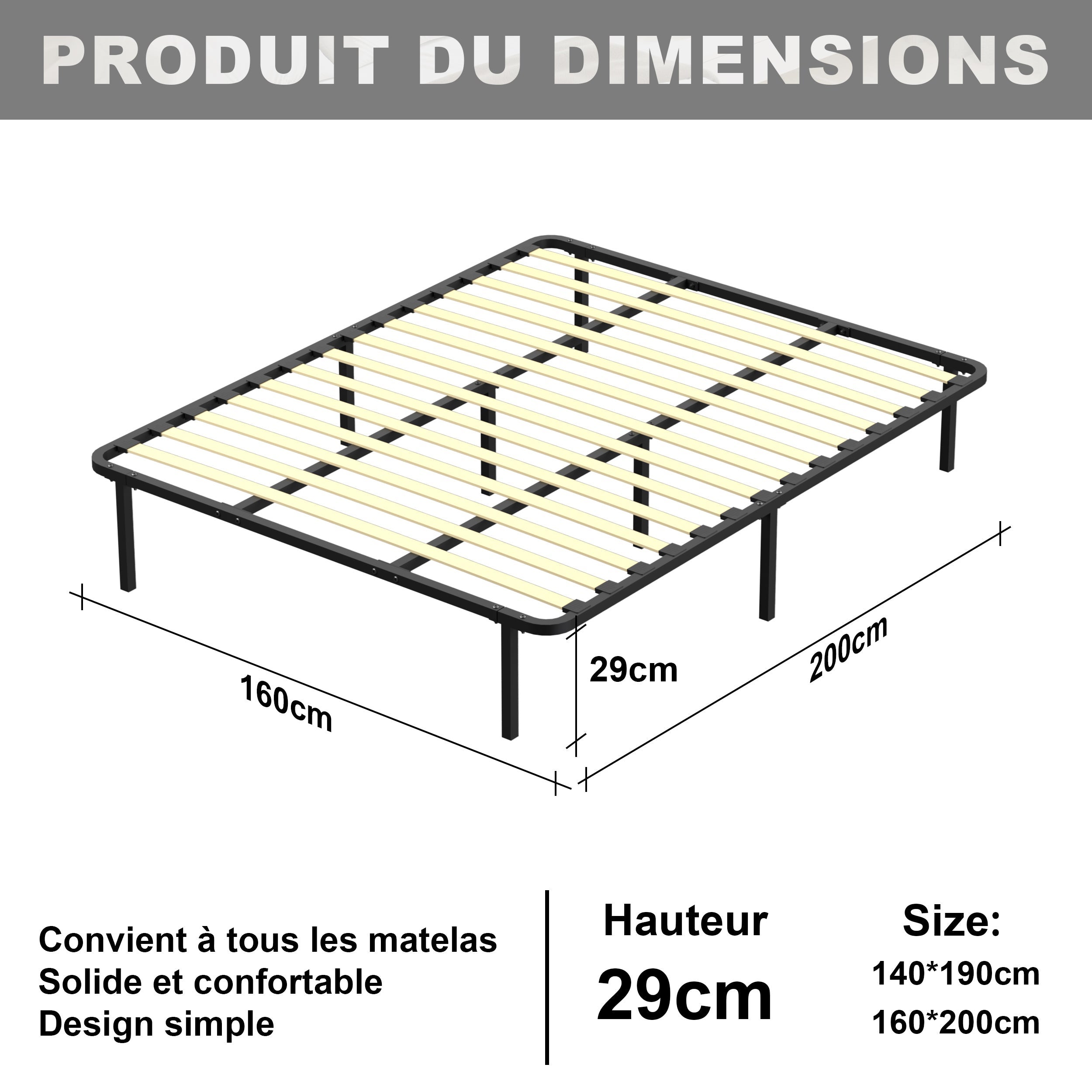 DEWINNER Sommier 160x200cm Hauteur de 29 cm(160 * 200) - 5