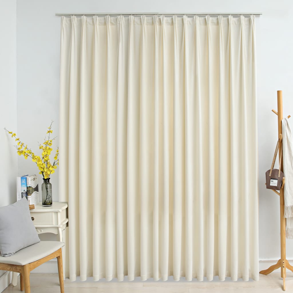 Cortina opaca con ganchos terciopelo color crema 290x245 cm cfw65294