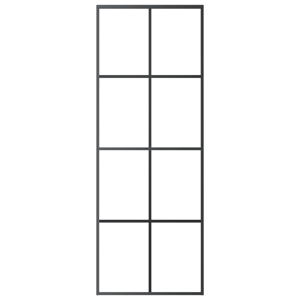 vidaXL Porte coulissante Aluminium et verre ESG 76x205 cm Noir - 7