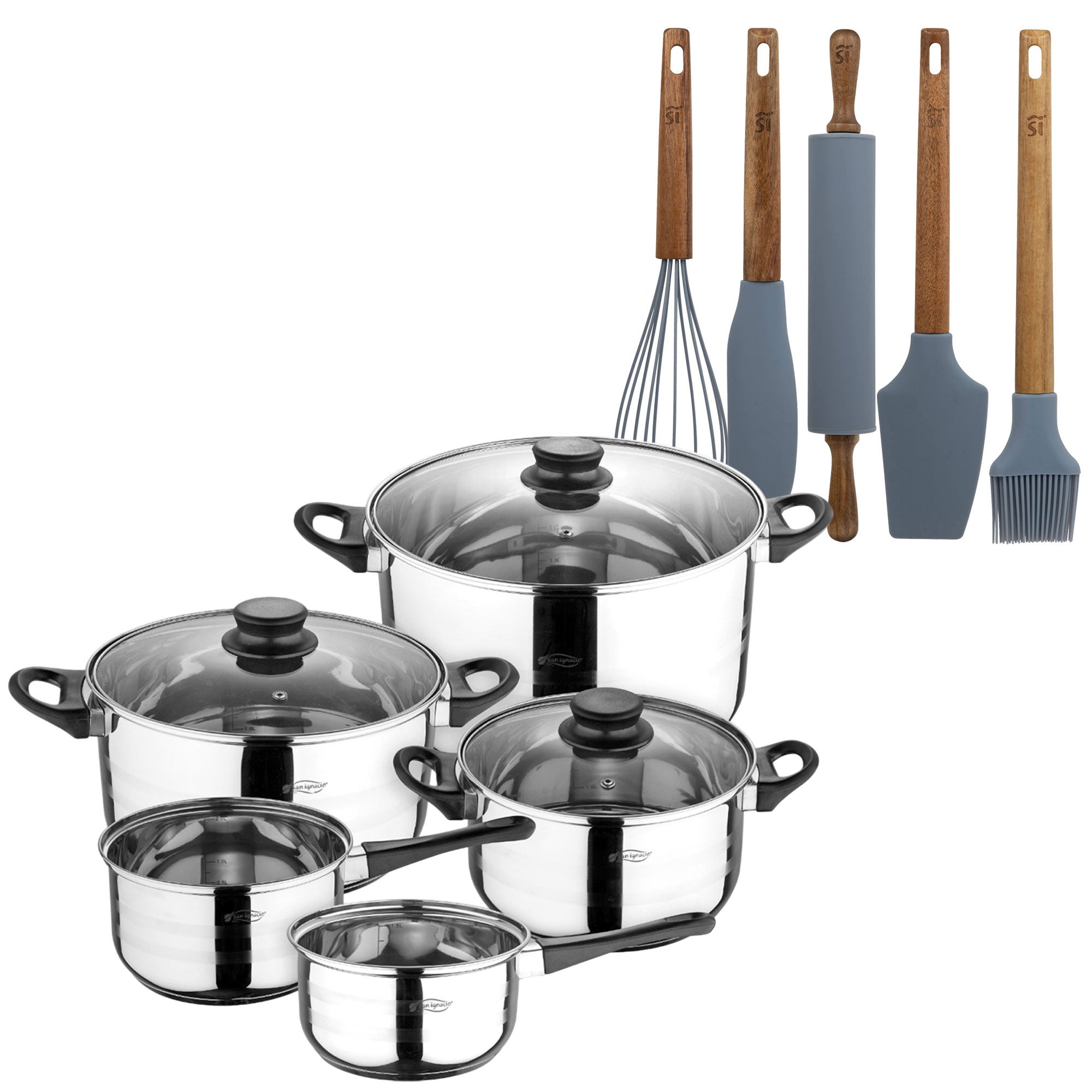 San Ignacio Set di 3 utensili da cucina in legno di acacia compact