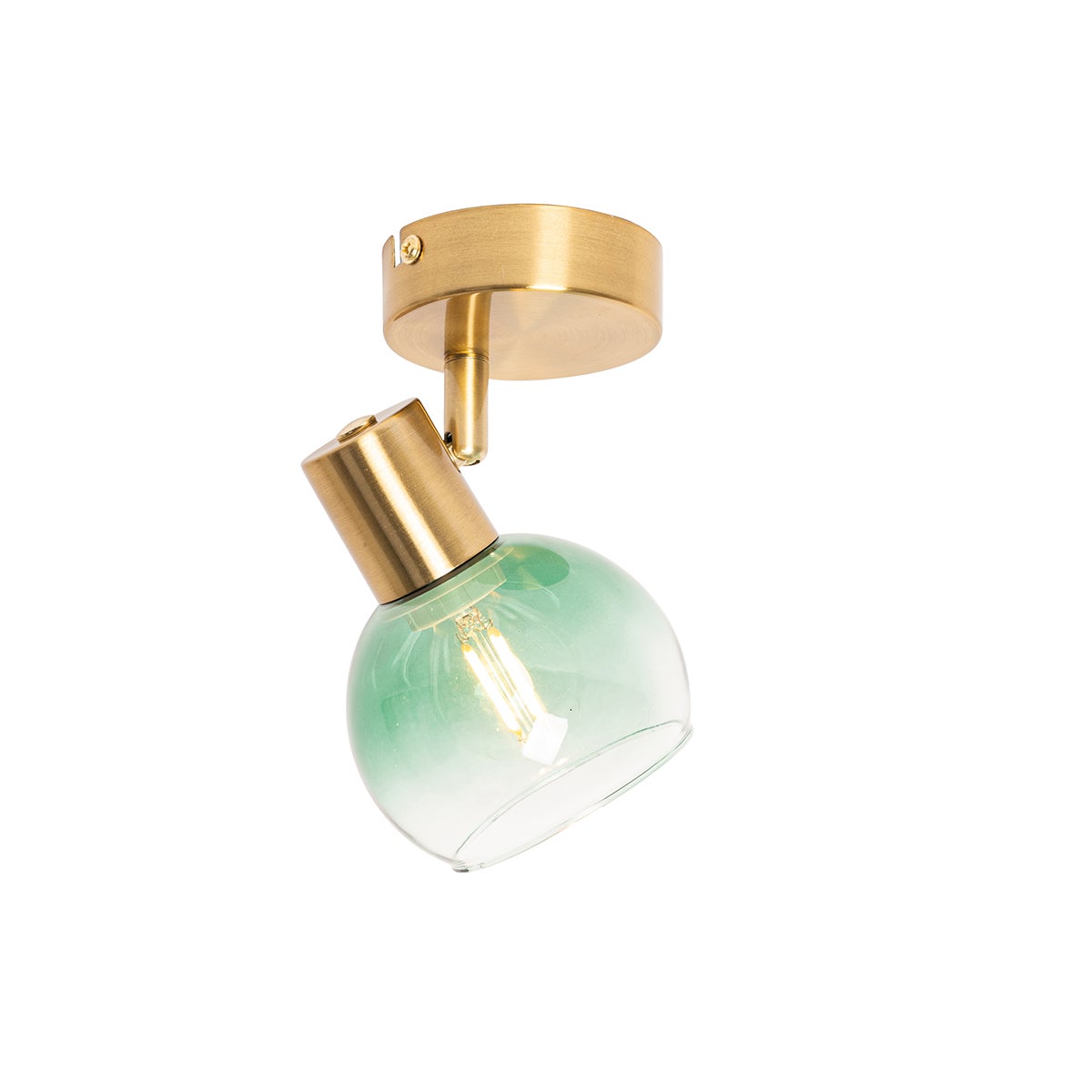 Qazqa spot de plafond orientable - Vidro - vert, e14, max. 25w, 10cm, rond, idéal pour le salon, la cuisine et - 8