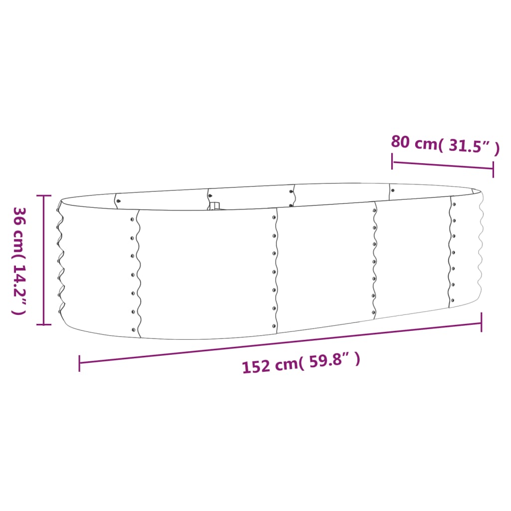 vidaXL Lit surélevé de jardin Acier galvanisé 152x80x36 cm gris - 6
