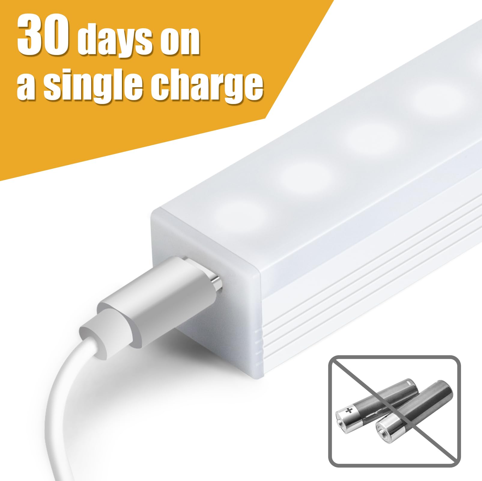 Paquet de 2 lumières sous-meuble avec détecteur de mouvement, lumières LED rechargeables USB-C pour placard, lumières sous-comptoir pour cuisine - 5