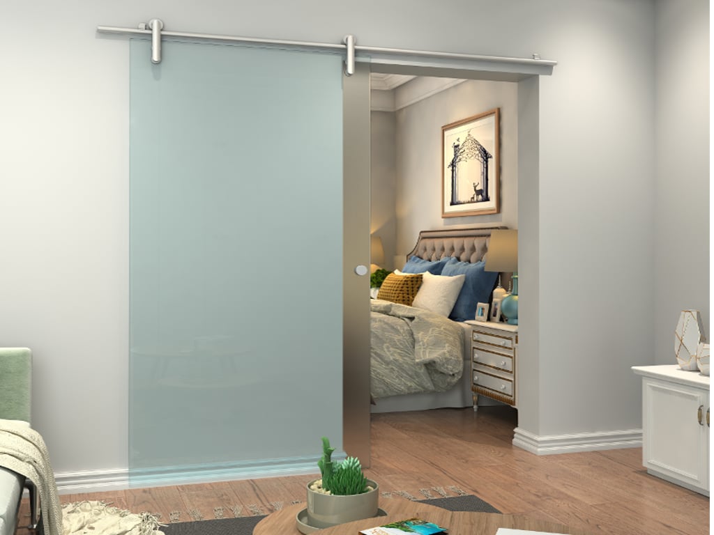 Naścienne drzwi przesuwne CLEAVER — 205 × 93 cm (wys. × szer.) — szkło hartowane