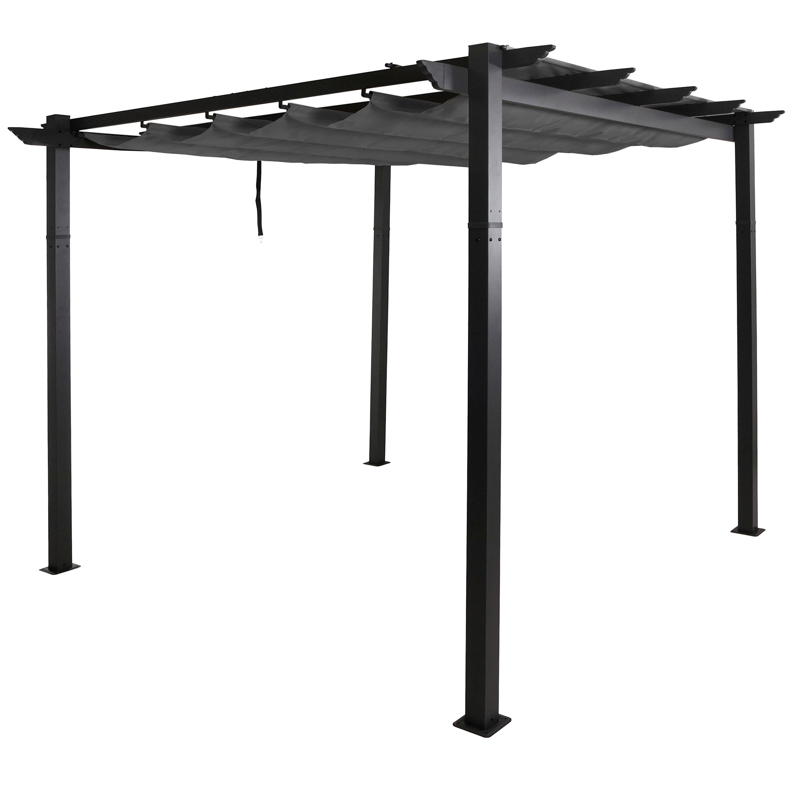 Pergola aluminiowa HWC-N93, altana ogrodowa, stabilna rama 8 cm, przesuwany dach UV50+ 3x3 m ~ antracyt