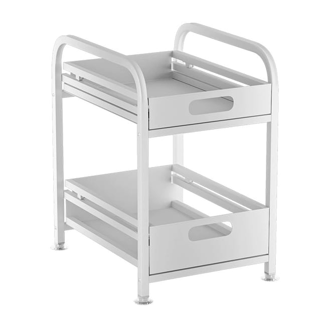 Półka kuchenna, organizer pod zlewem, wysuwana półka, szuflada, półka dwupoziomowa, 30×40×44 cm – biała