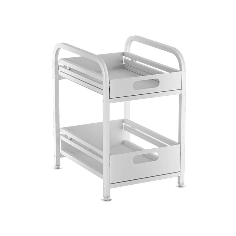 Półka kuchenna, organizer pod zlewem, wysuwana półka, szuflada, półka dwupoziomowa, 30×40×44 cm – biała