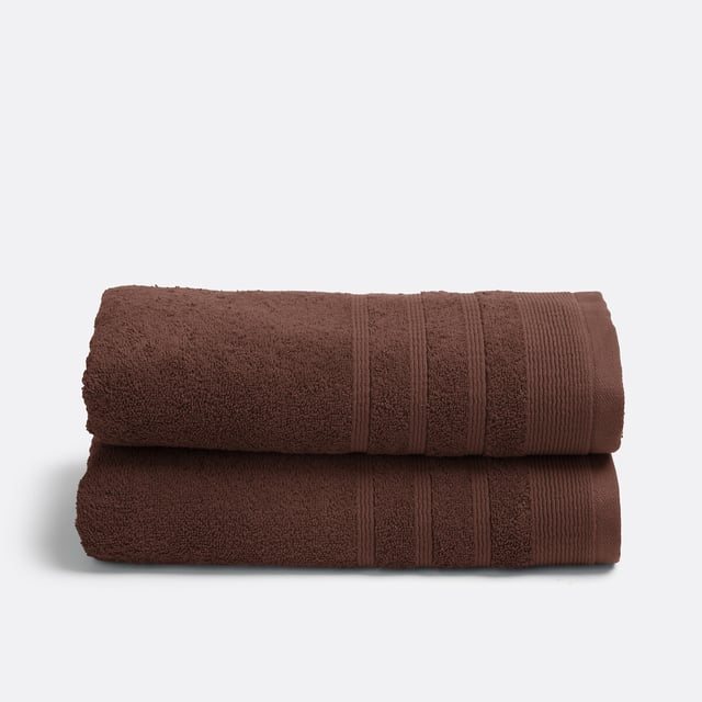 Lot de 2 serviettes éponge 600 g/m2, Zavara - Ecorce - 50 x 100 cm