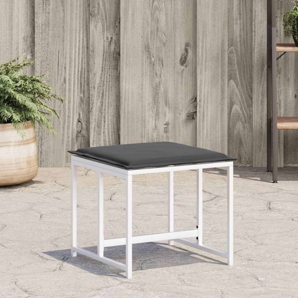 Sgabello Da Giardino VidaXL Con Cuscino - Nero, In Polyrattan E Acciaio, Dimensioni 55x55x37 Cm, Portata 110 Kg