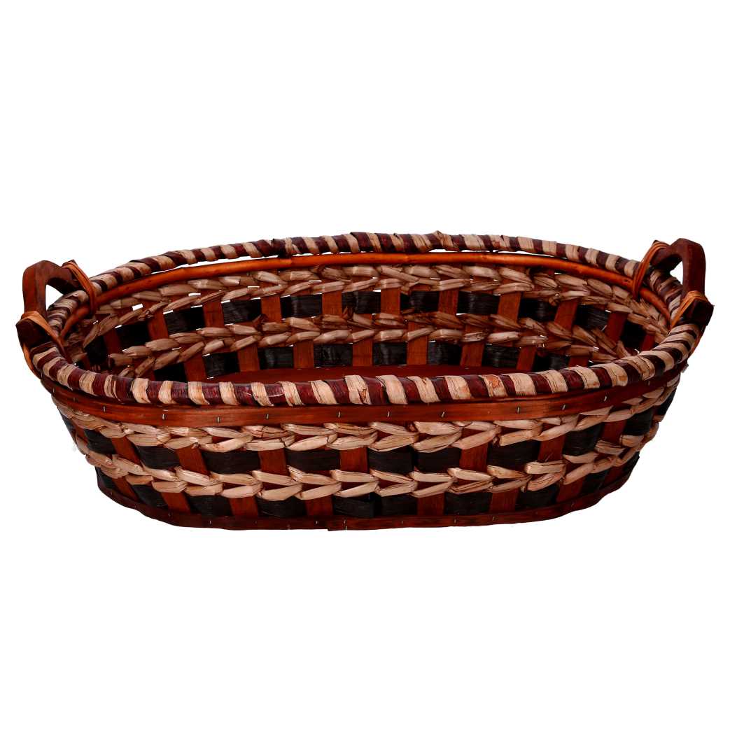 Cesta vimini intreccio crema noce ovalecm55x43h13 - 2