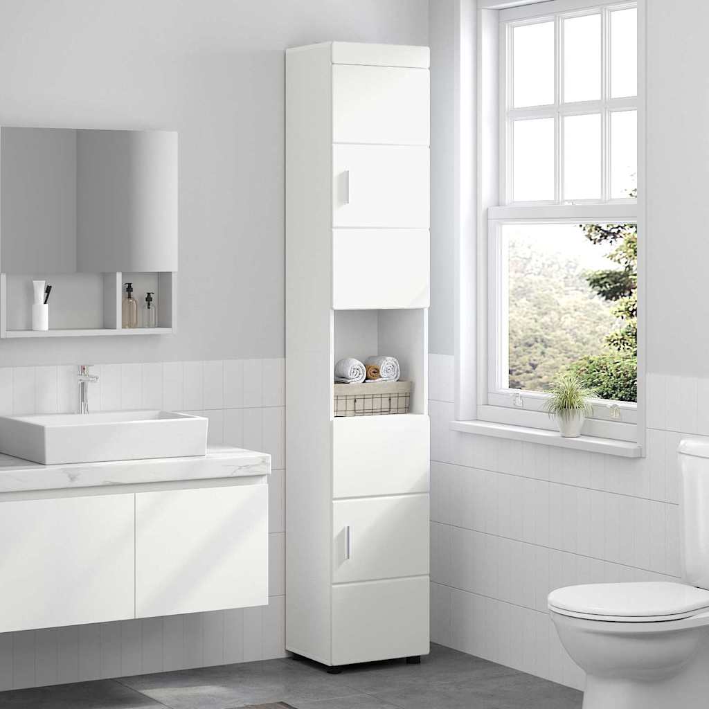 vidaXL Gabinete de Baño Blanco 37 x 31.5 x 203 cm Madera contrachapada - 4
