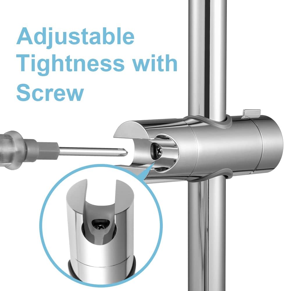 Support de Douchette pour Barre Coulissante 18-25mm, Support Pivotant 360°, Finition Chrome - 3