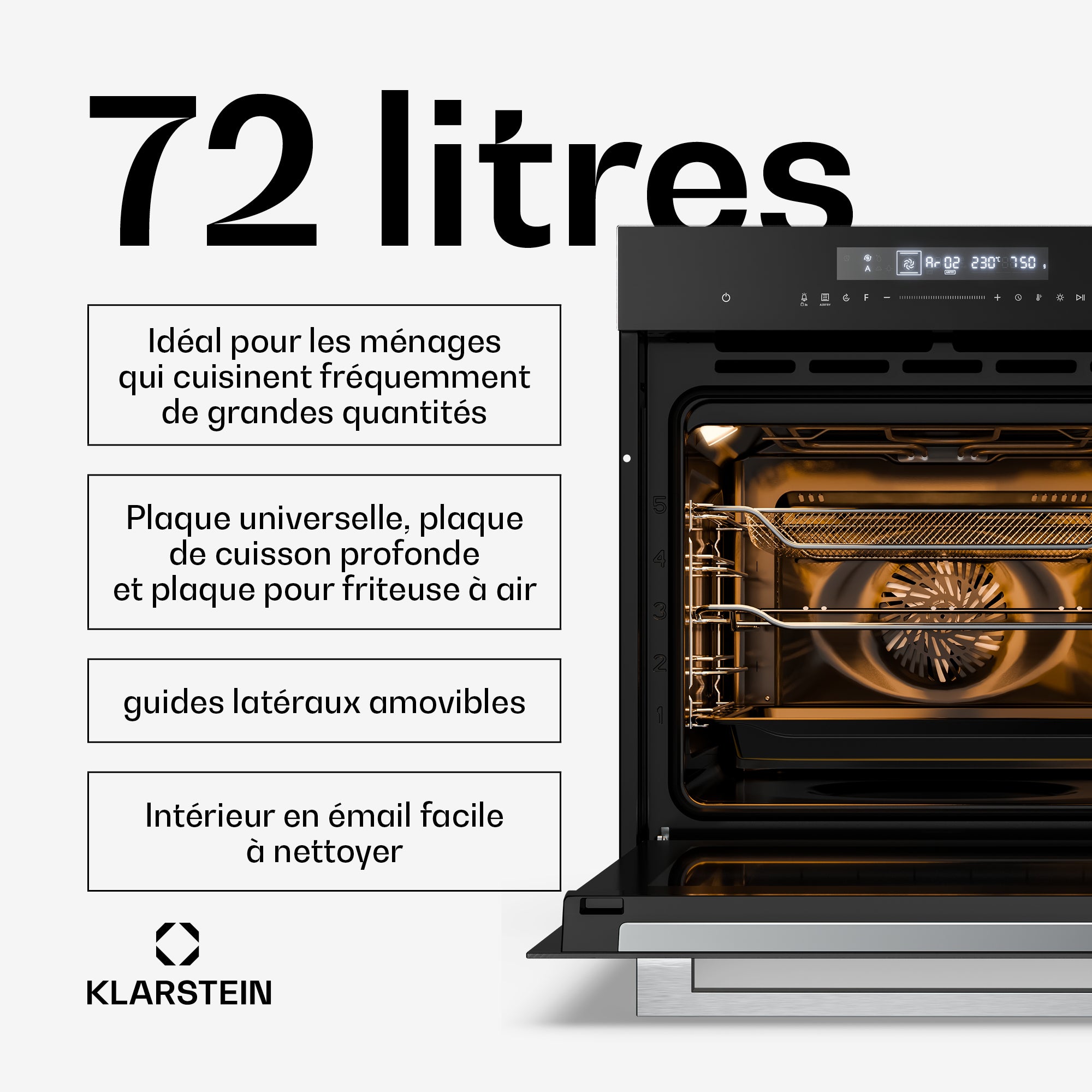 Airjet Four électrique air chaud 2900W 72L 60 cm Noir Klarstein - 5