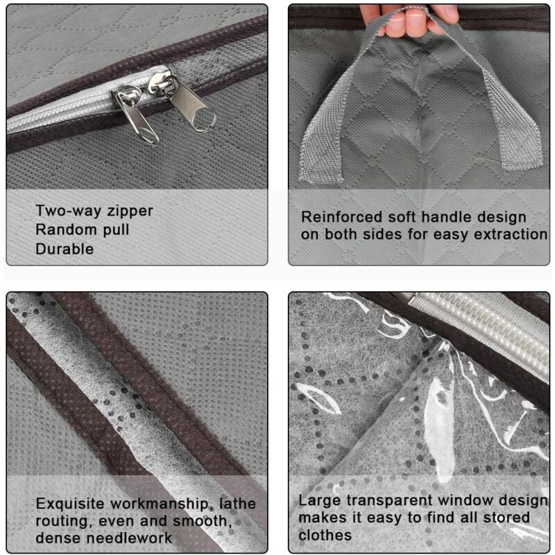 4 Pièces Sacs de Rangement Grande Capacité pour Couette, Édredons, Housse de Vêtements en Tissu Non Tissé - 2