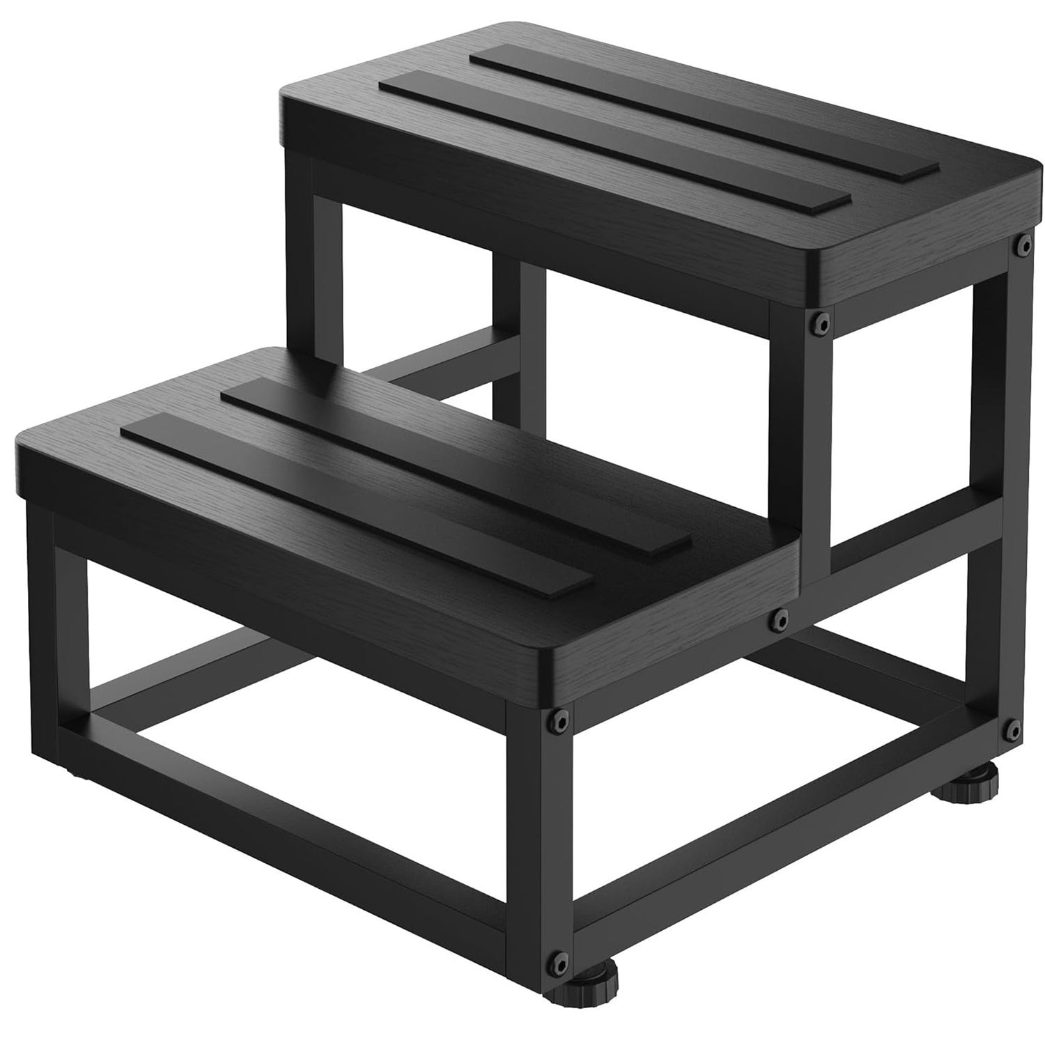 Nicola taburete de 2 escalones para adultos y niños, resistente y con escalones de madera, reposapiés de noche, antideslizante para camas altas.