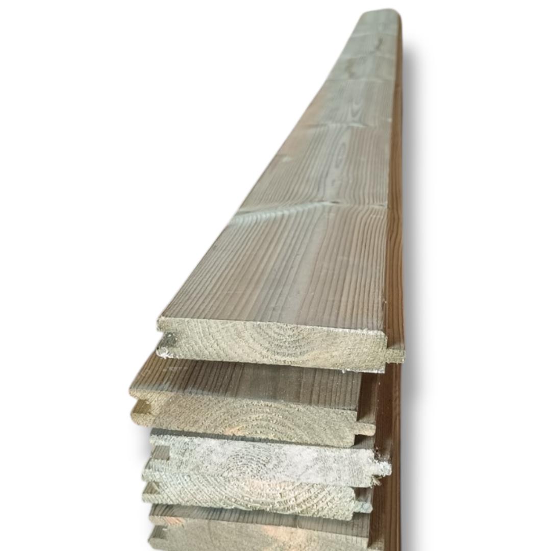 Lot de 10 lames (2,52 m²/carton) bardage à rainure et languette en pin traité autoclave, 2 côtés biseautés, 21x120x2100 mm - 3