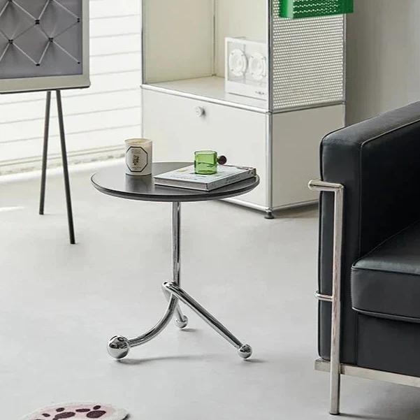 Petite table d'appoint de canapé de 41 cm de haut, table ronde de style moderne, table basse, convient pour chambre à coucher, table de chevet, noir - 7