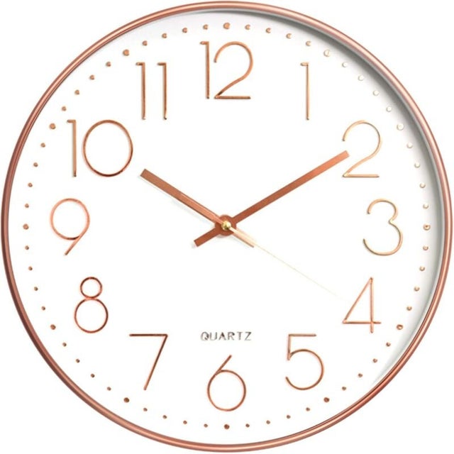 30 CM Silent Non-Ticking Grande Horloge Murale silencieuse sans tic tac décorative pour Cuisine Salon Chambre Bureau (Or Rose)