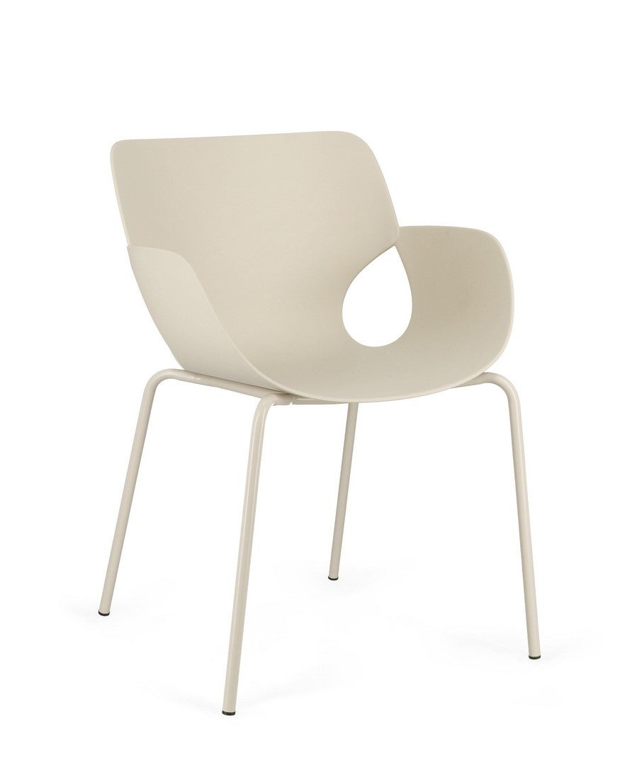 Zestaw 2 beżowych krzeseł do jadalni ze stali i polipropylenu