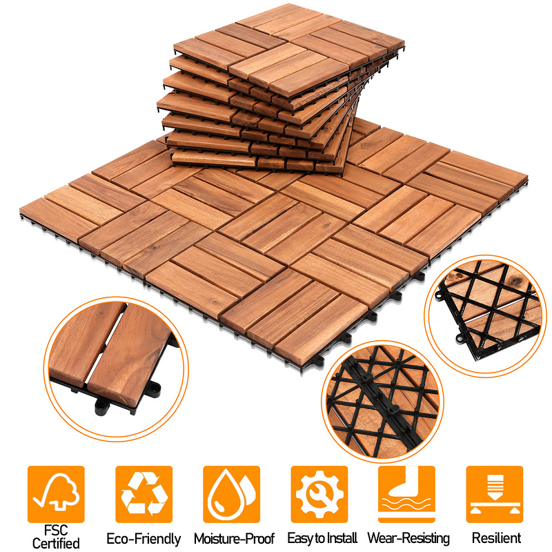 99x Dalles de terrasse jardin clipsables en bois composite 30 x 30 cm Type classique Revêtement de sol extérieur - 5