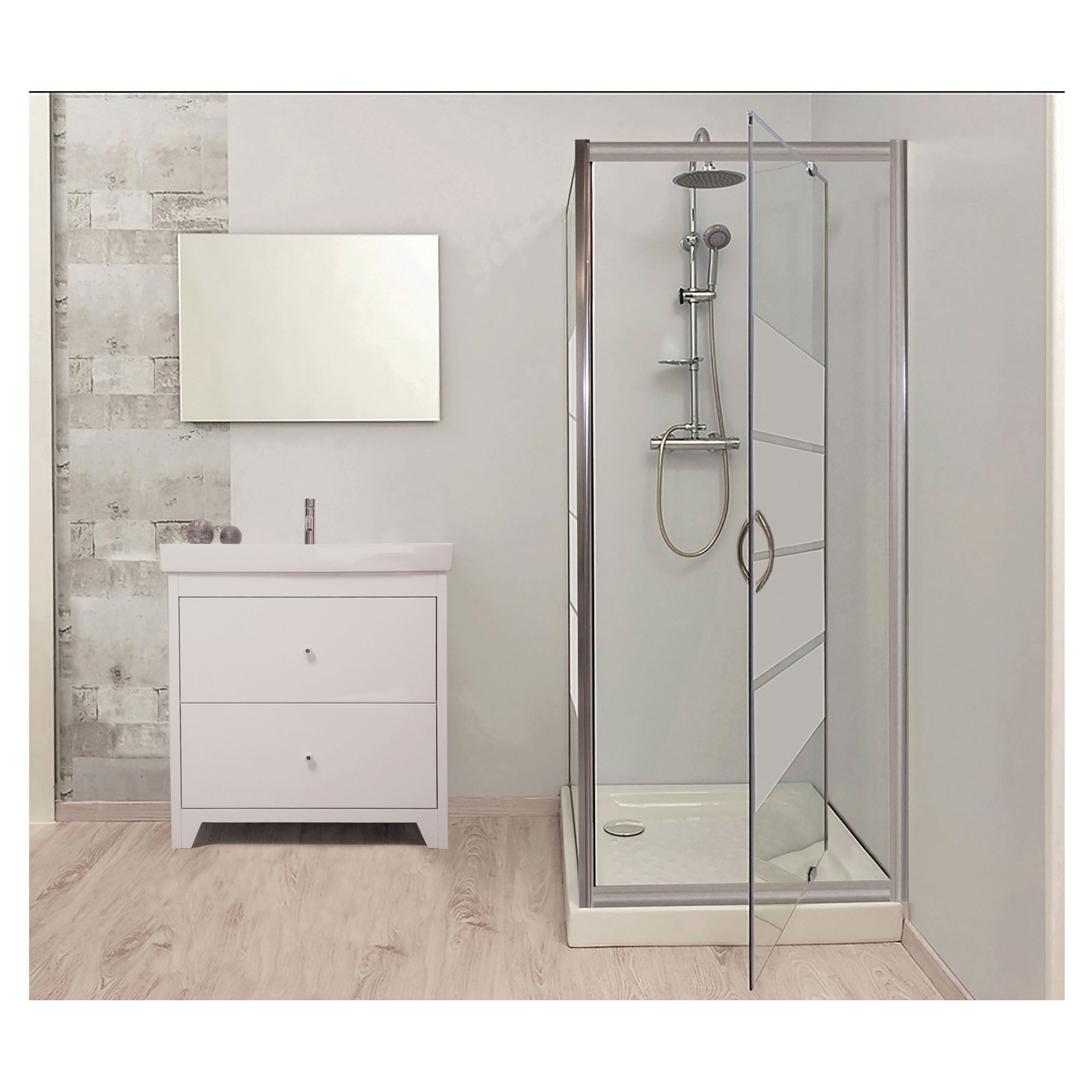 ONDEE ZEN - Porte de douche SHIVA - Pivotante - Finition Chromé - 90x190cm - 3