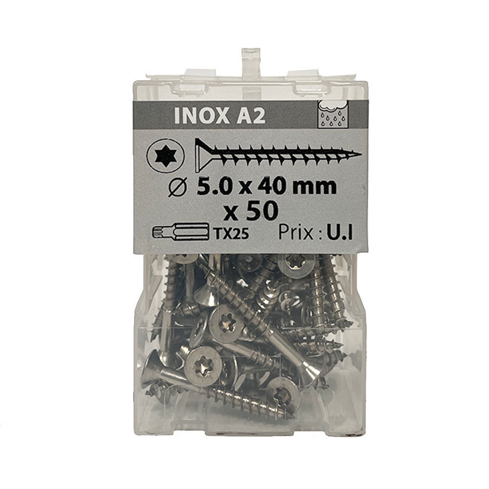 Boite 50 vis agglo 5 x 40mm tête fraisée Torx filetage partiel | Leroy ...