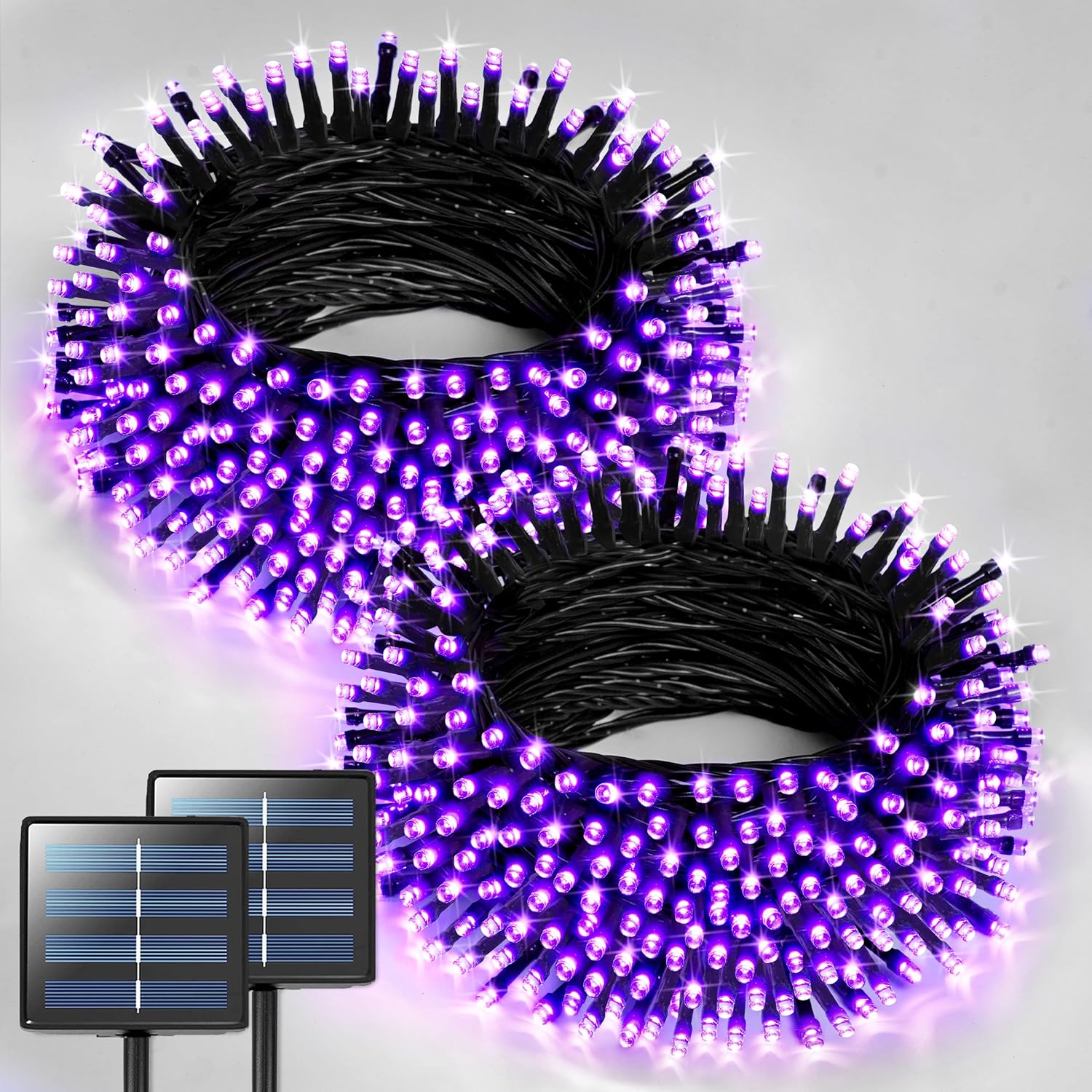 SOLARBABY 2 Pacchi Luci Natale Esterno Solare, 10M 100LED Catena Luminosa Esterno Solare, 8 Modalità Impermeabili Luci Natalizie da Esterno per Giardino Albero Patio Balcone, Bianco caldo