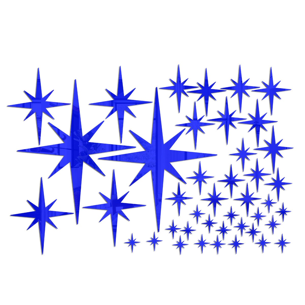 Zestaw 42 niebieskich naklejek ściennych DIY Star Mirror, naklejki akrylowe, wodoodporne naklejki ścienne do pokoi dziecięcych