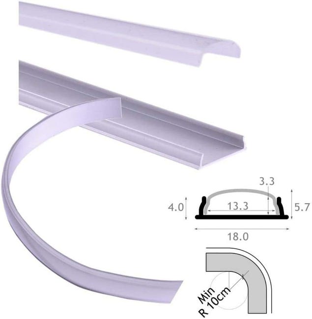 Gimisgu 10x Profilo Alluminio U 1m con copertura, Tappi e Ganci inclusi per strisce LED fino a 12 mm di larghezza, Profilo per LED Gimisgu 10x Profilo Alluminio U 1m con copertura, Tappi e Ganci inclusi per strisce LED fino a 12 mm di larghezza, Profilo per LED