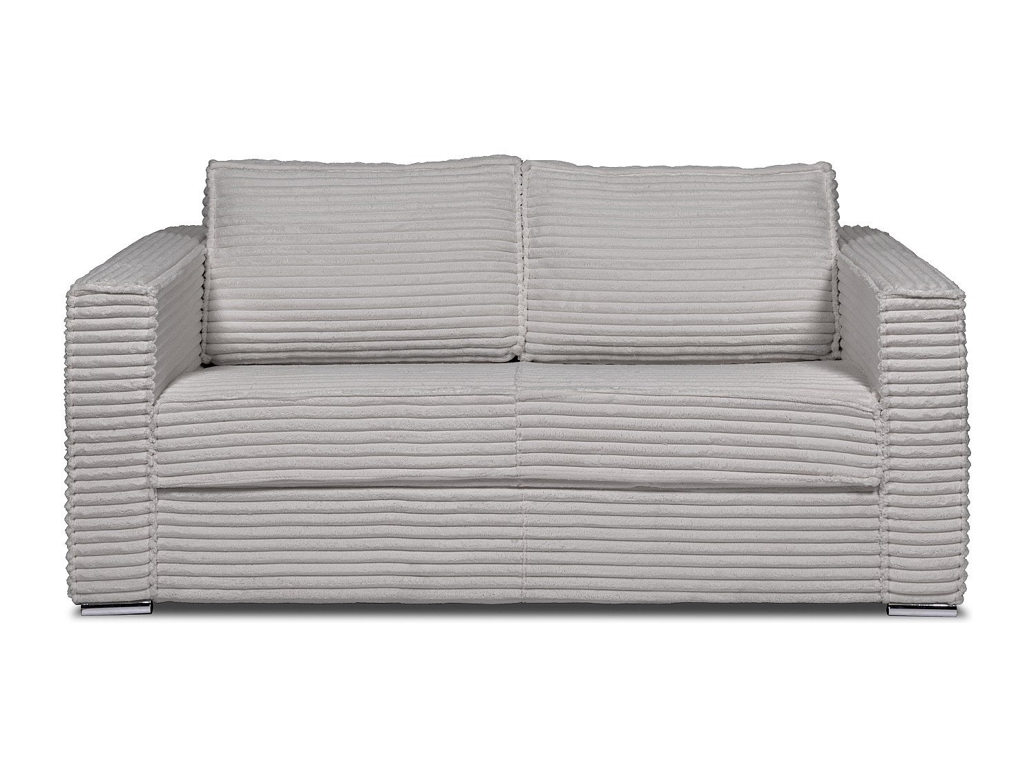 Kanapa 3-osobowa rozkładana typu express z jasnoszarego szeroko prążkowanego sztruksu - Miejsce do spania 140 cm - Materac 18 cm - LORETO