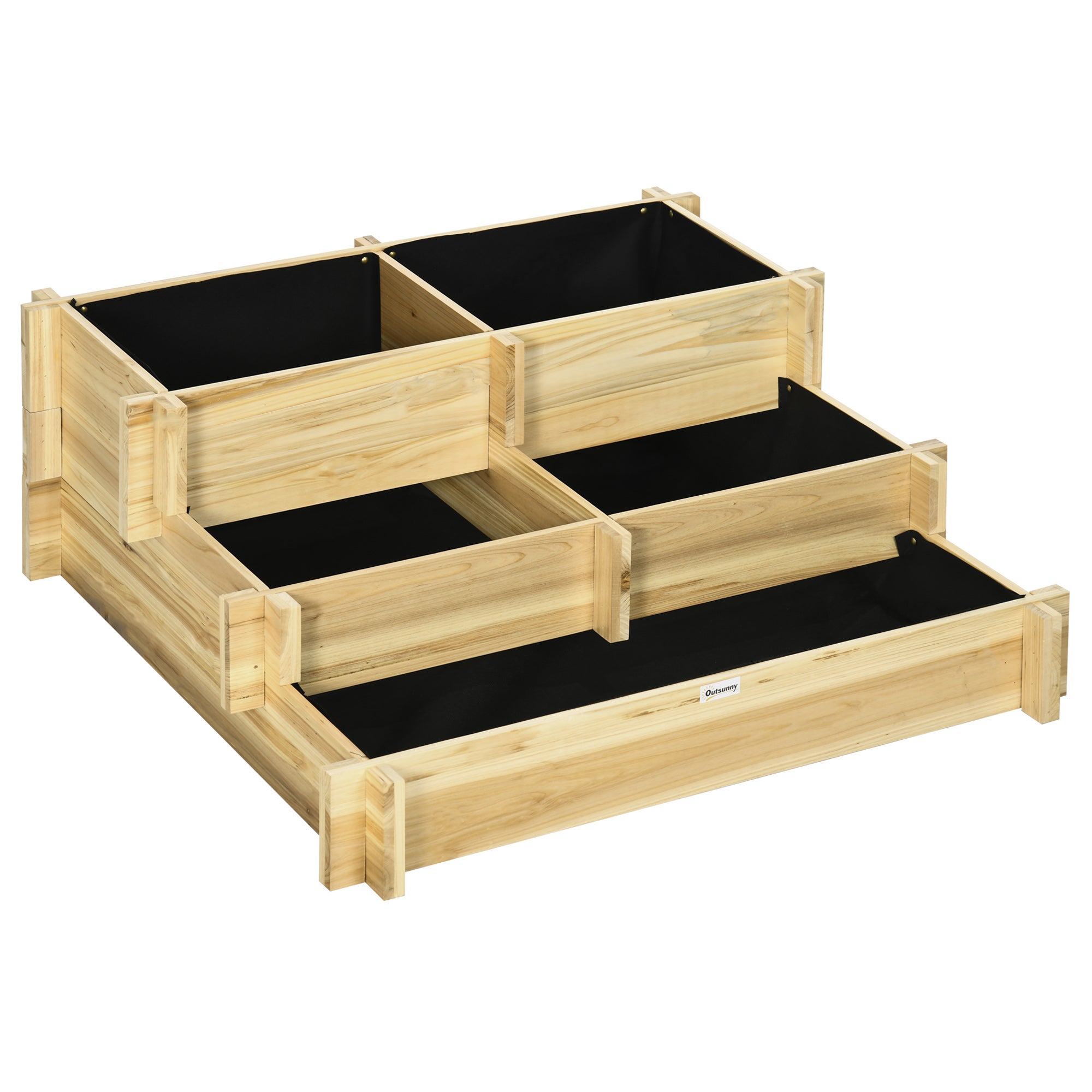 Jardiniera Lemn Brad 3 Niveluri – Cultivare Gradina | Aosom Romania