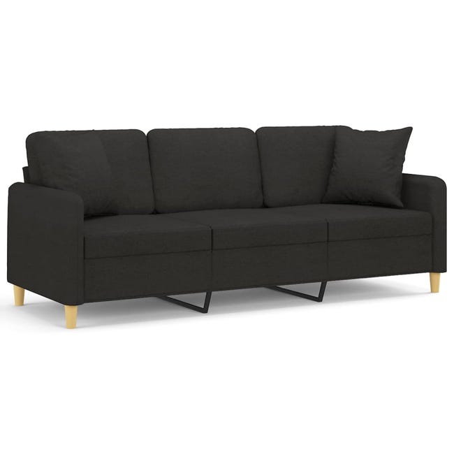 vidaXL Canapé 3 places avec oreillers décoratifs bordeaux 180 cm tissu vidaXL Canapé 3 places avec oreillers décoratifs bordeaux 180 cm tissu