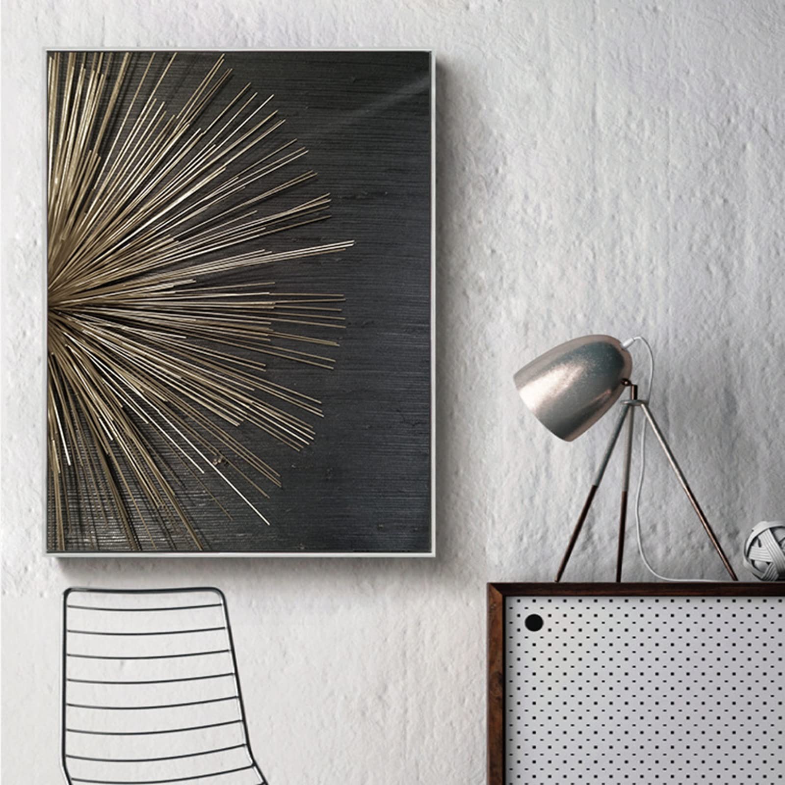 3 pièces Les peintures avec des mots croisés annuels en noir et or tailles, géométriques abstraits Décoration Murale Intérieure, sans cadre (40x60 cm) - 5