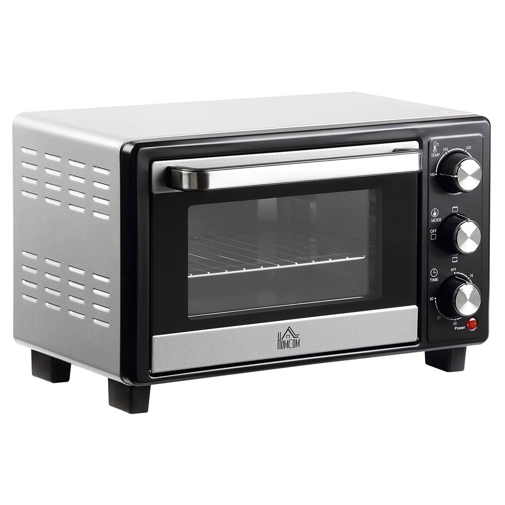 HOMCOM Mini four électrique 10L 1 grille et 1 plateau, température réglable de 100°C à 230°C, Minuteur 60 min, 36,5x26x22 cm | France