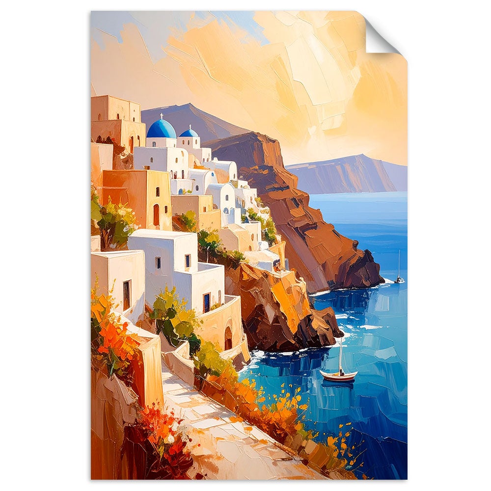 Plakaty samoprzylepne do salonu sypialni, Wyspa Santorini Grecja Krajobraz 70x100
