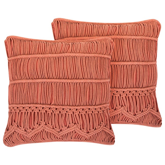 Set di 2 cuscini cotone geometrica triangolo 45 x 45 cm beige e nero Cercis Set di 2 cuscini cotone geometrica triangolo 45 x 45 cm beige e nero Cercis