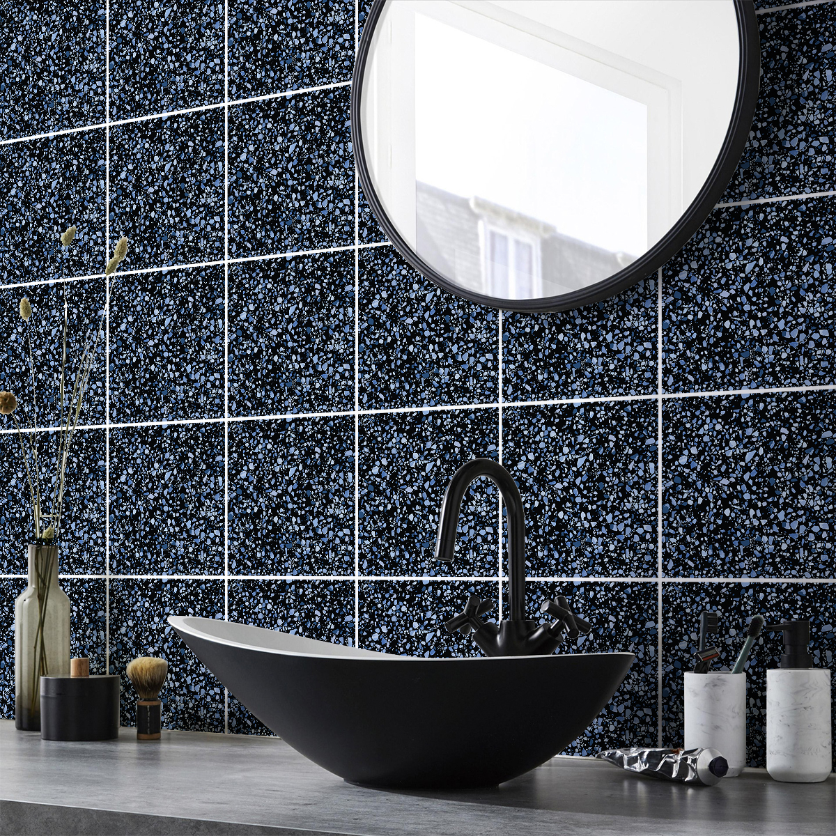 24 vinilos baldosas de cemento terrazzo vita - adhesivo de pared - revestimiento sticker mural decorativo - 24stickers15x15cm