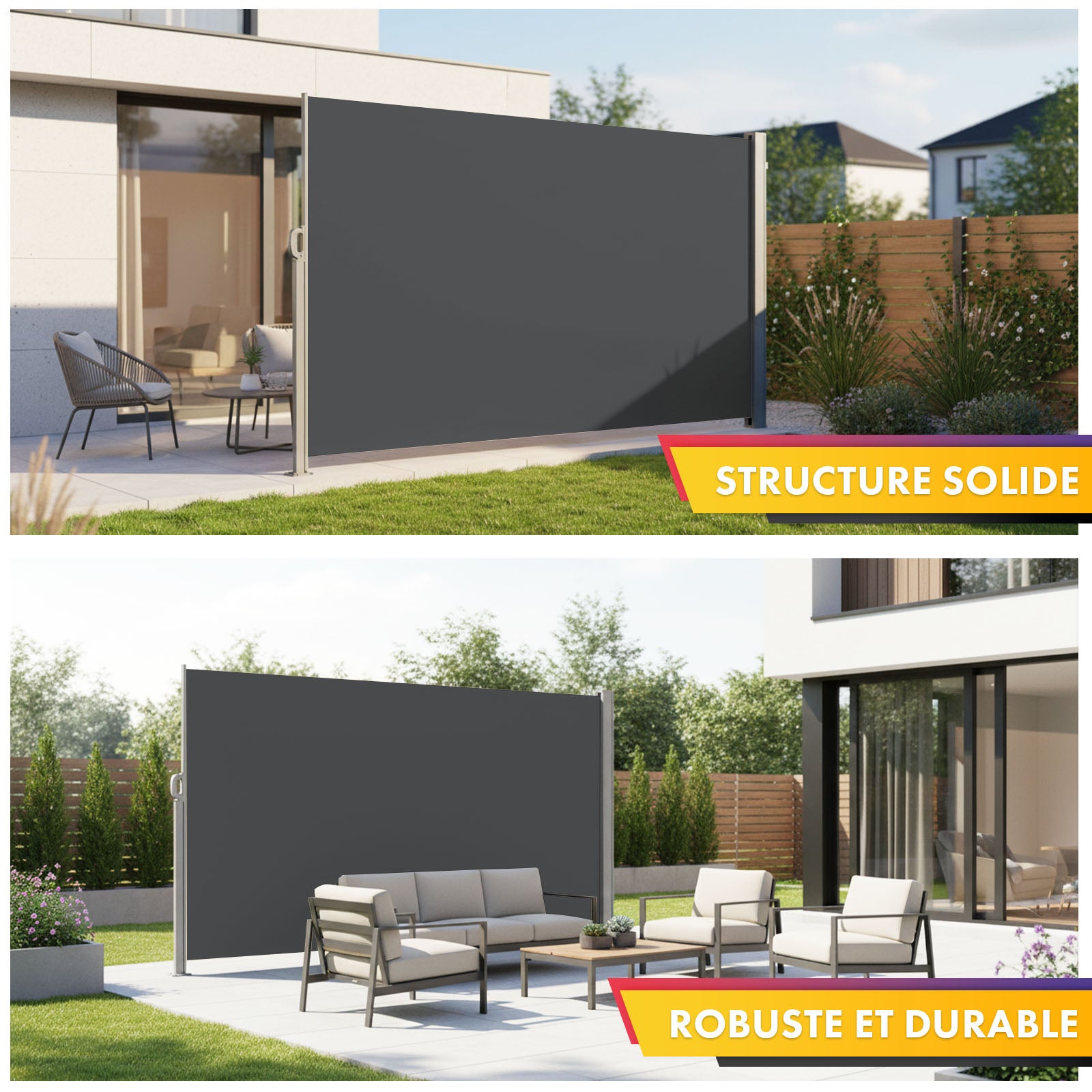 Toldo lateral exterior cortavientos para terraza, estructura de aluminio, Antracita 140 x 300 cm - 6