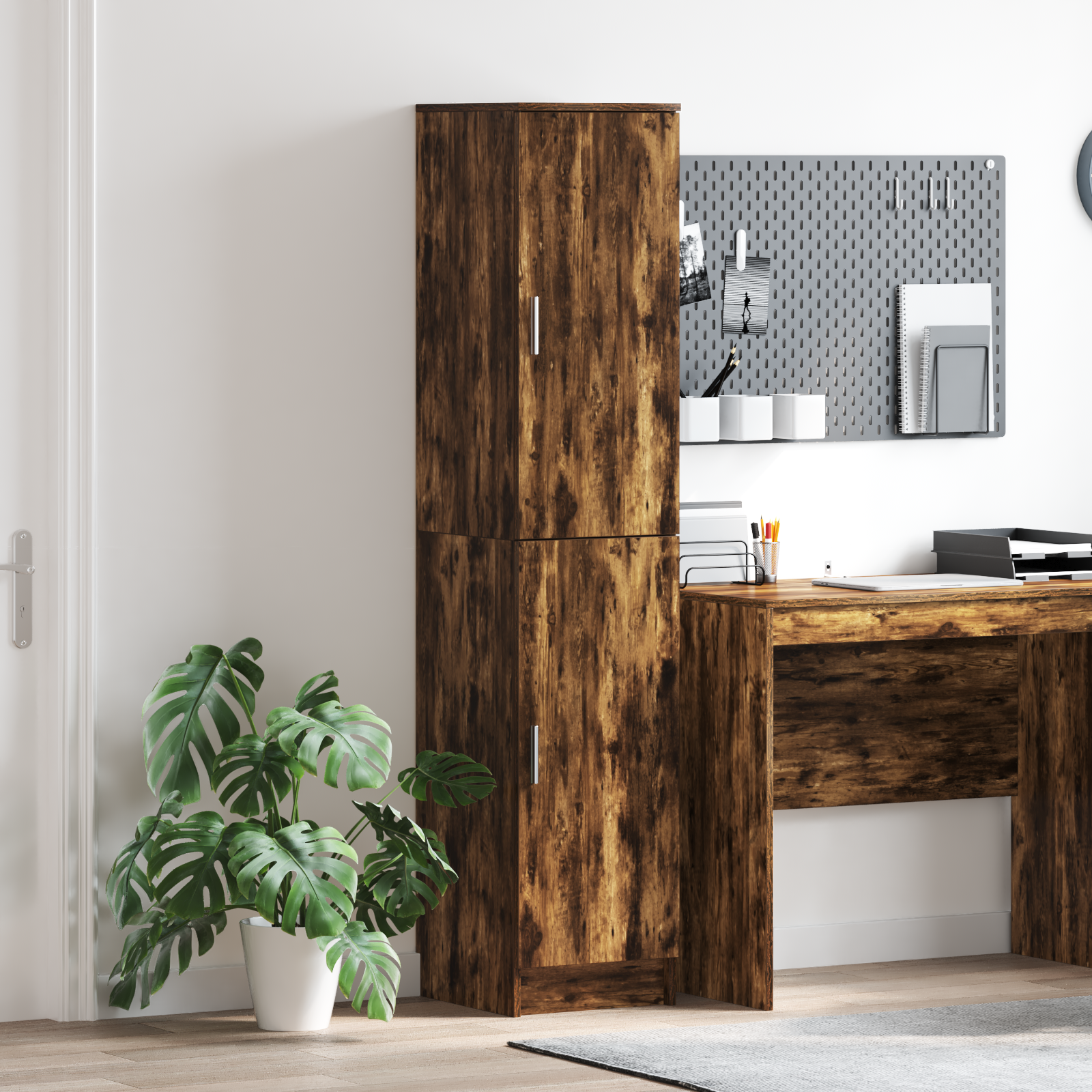 Vidaxl Gabinete Buffet Roble Ahumado Madera Elaborada Grande Marrón , Leroy Merlin
