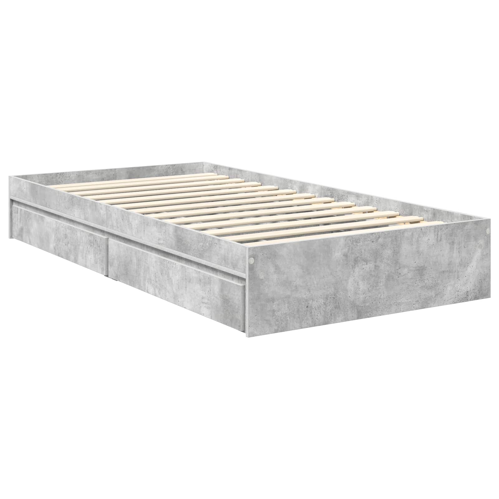 Lit avec rangement en panneau de bois gris béton pour la chambre, 90 × 190 cm - 6