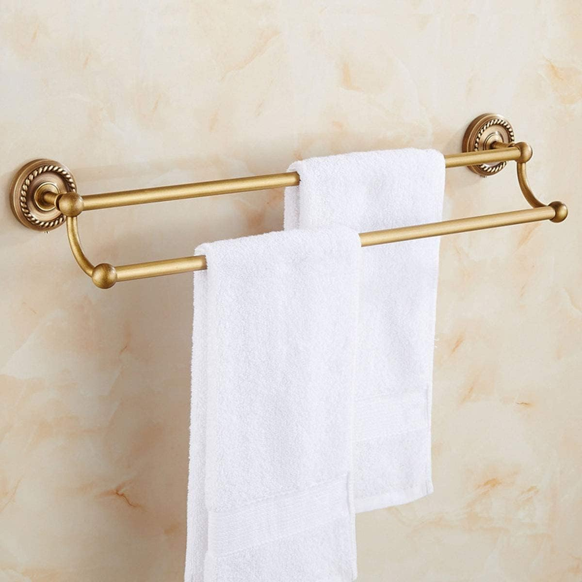 Zestaw akcesoriów łazienkowych z mosiądzu, haczyk na szlafrok, uchwyt na papier toaletowy, podwójny wieszak na ręczniki, 60 cm
