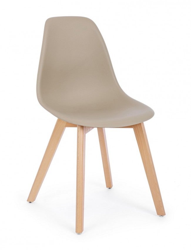 Zestaw 6 krzeseł do jadalni z drewna bukowego i polipropylenu, kolor gołębi szary