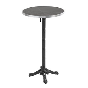 Mesa De Centro Redonda Mármol Negro Metal Dorado