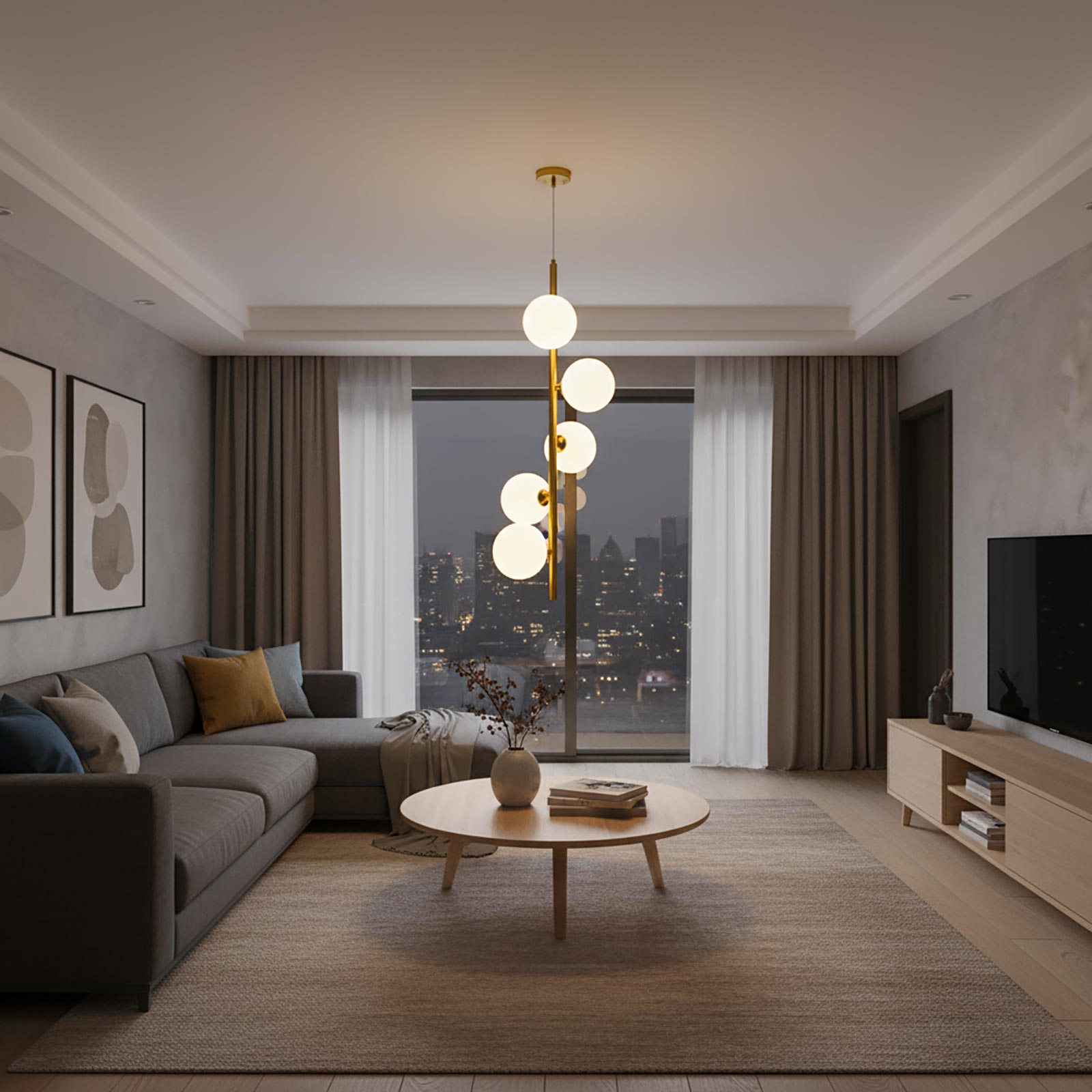 Lampadario Moderno A Led GAIA SP 3 Illuminando Sospensione - Foto 3