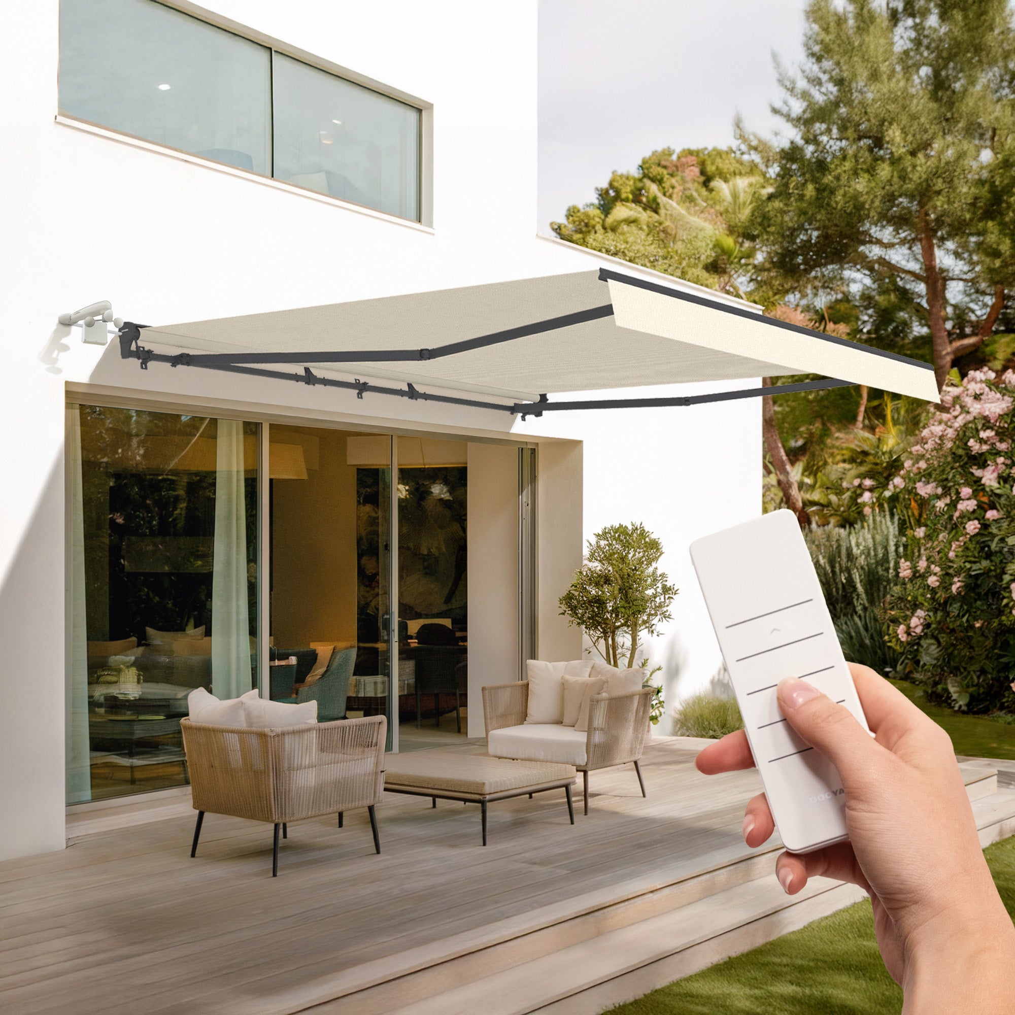 FAZZIO 4x3m beżowa półkasetowa markiza z napędem elektrycznym