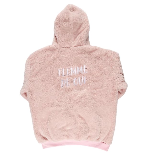 Sweat à Capuche ultra doux rose avec une poche broderie 